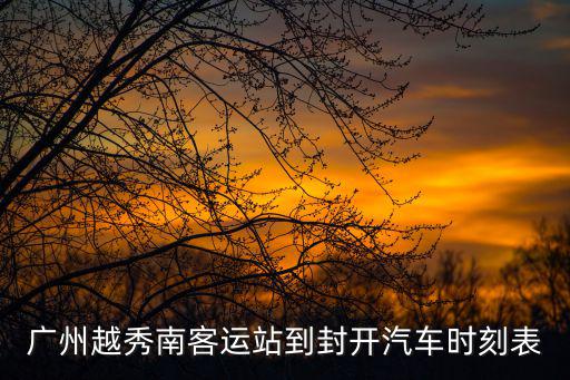 廣州越秀南客運站到封開汽車時刻表
