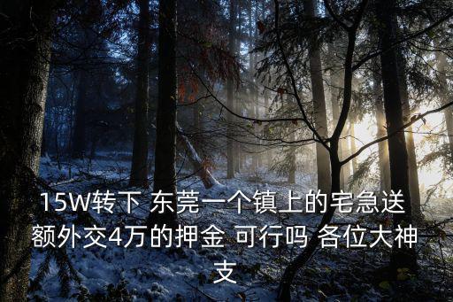 15W轉下 東莞一個鎮上的宅急送 額外交4萬的押金 可行嗎 各位大神支