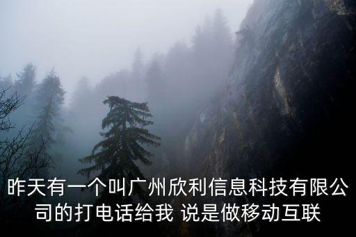 昨天有一個叫廣州欣利信息科技有限公司的打電話給我 說是做移動互聯(lián)