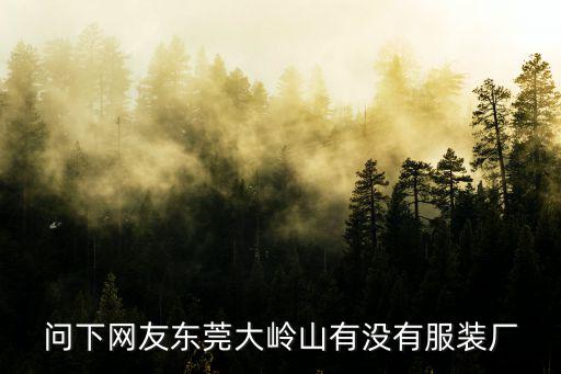 問下網友東莞大嶺山有沒有服裝廠