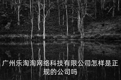 廣州樂淘淘網(wǎng)絡(luò)科技有限公司怎樣是正規(guī)的公司嗎