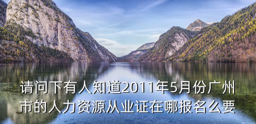 請問下有人知道2011年5月份廣州市的人力資源從業證在哪報名么要