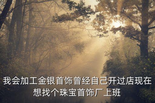 我會加工金銀首飾曾經自己開過店現在想找個珠寶首飾廠上班