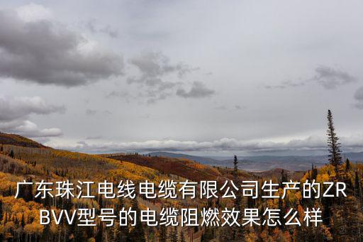 廣東珠江電線電纜有限公司生產的ZRBVV型號的電纜阻燃效果怎么樣