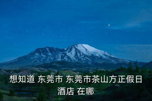 想知道 東莞市 東莞市茶山方正假日酒店 在哪