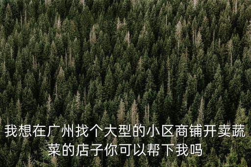 我想在廣州找個大型的小區商鋪開賣蔬菜的店子你可以幫下我嗎