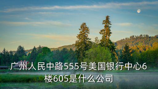 廣州人民中路555號美國銀行中心6樓605是什么公司