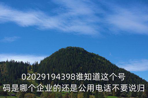 02029194398誰知道這個號碼是哪個企業(yè)的還是公用電話不要說歸