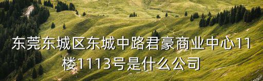 東莞東城區東城中路君豪商業中心11樓1113號是什么公司
