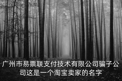 廣州市易票聯支付技術有限公司騙子公司這是一個淘寶賣家的名字