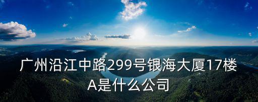 廣州沿江中路299號銀海大廈17樓A是什么公司