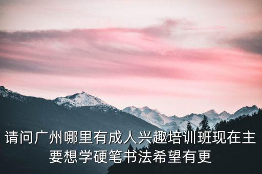 請問廣州哪里有成人興趣培訓班現在主要想學硬筆書法希望有更