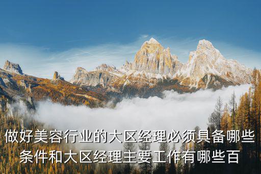 做好美容行業的大區經理必須具備哪些條件和大區經理主要工作有哪些百
