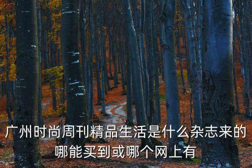 廣州時尚周刊精品生活是什么雜志來的哪能買到或哪個網(wǎng)上有