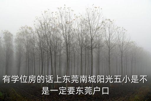 有學位房的話上東莞南城陽光五小是不是一定要東莞戶口