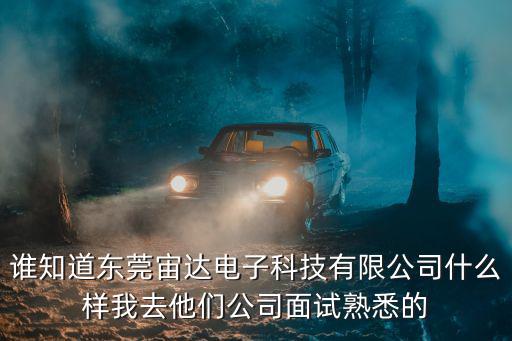 誰知道東莞宙達電子科技有限公司什么樣我去他們公司面試熟悉的