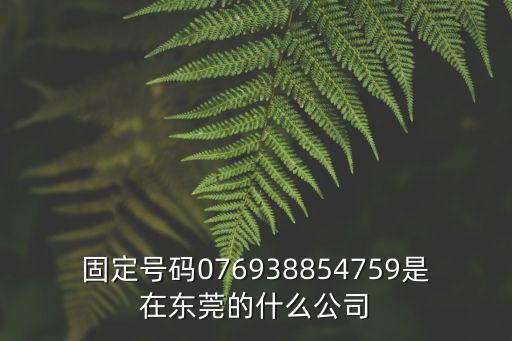 固定號碼076938854759是在東莞的什么公司
