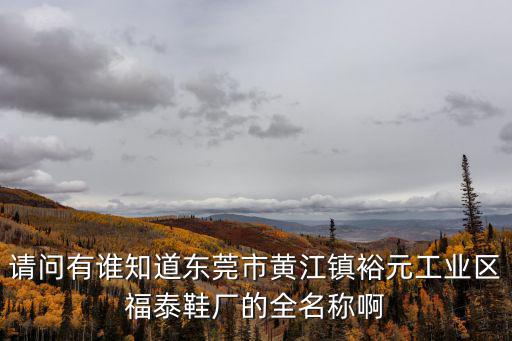 請問有誰知道東莞市黃江鎮裕元工業區福泰鞋廠的全名稱啊