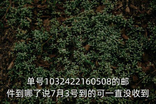 單號1032422160508的郵件到哪了說7月3號到的可一直沒收到