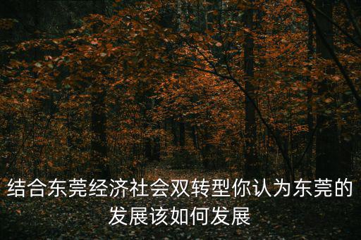 結合東莞經濟社會雙轉型你認為東莞的發展該如何發展