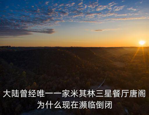 大陸曾經(jīng)唯一一家米其林三星餐廳唐閣為什么現(xiàn)在瀕臨倒閉