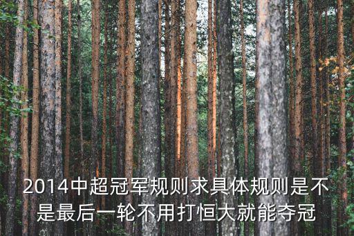 2014中超冠軍規則求具體規則是不是最后一輪不用打恒大就能奪冠