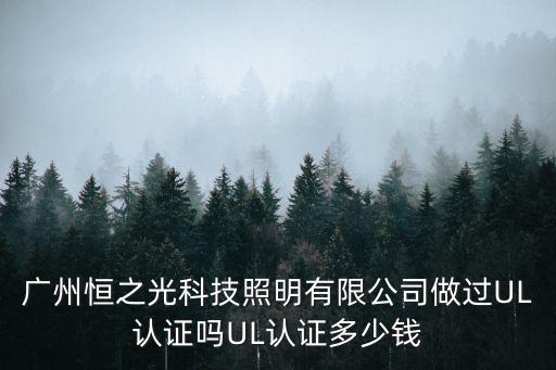 廣州恒之光科技照明有限公司做過UL認證嗎UL認證多少錢