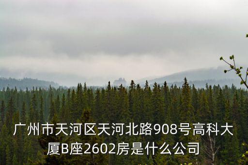 廣州市天河區天河北路908號高科大廈B座2602房是什么公司