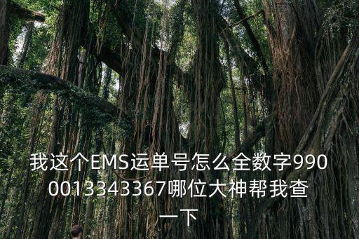 我這個(gè)EMS運(yùn)單號(hào)怎么全數(shù)字9900013343367哪位大神幫我查一下