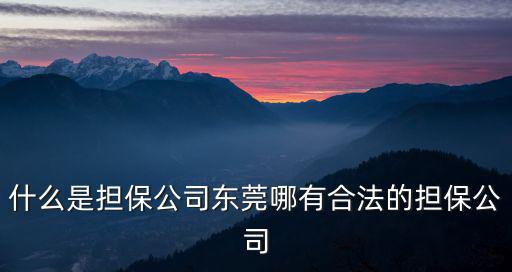 什么是擔保公司東莞哪有合法的擔保公司