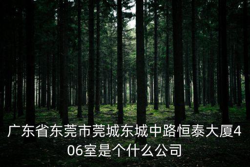 廣東省東莞市莞城東城中路恒泰大廈406室是個(gè)什么公司