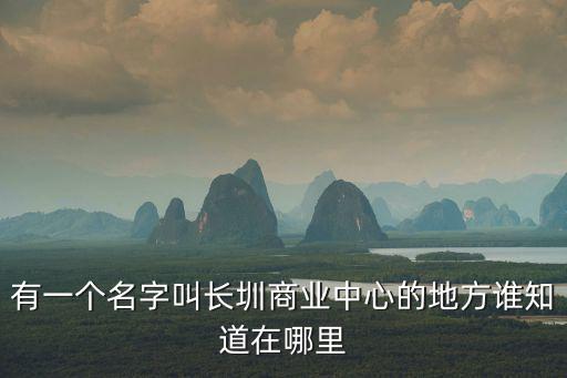 有一個名字叫長圳商業中心的地方誰知道在哪里