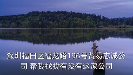 深圳福田區福龍路196號貿易志誠公司 幫我找找有沒有這家公司
