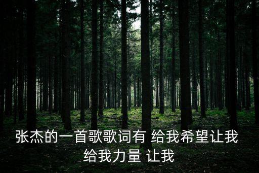 張杰的一首歌歌詞有 給我希望讓我 給我力量 讓我