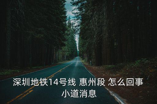 深圳地鐵14號線 惠州段 怎么回事 小道消息