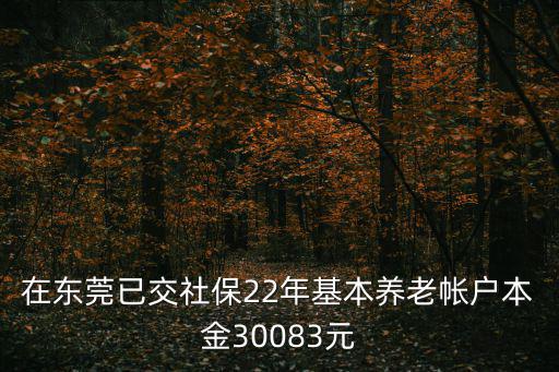 在東莞已交社保22年基本養(yǎng)老帳戶本金30083元