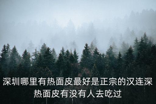 深圳哪里有熱面皮最好是正宗的漢連深熱面皮有沒有人去吃過