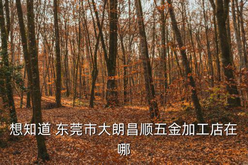 想知道 東莞市大朗昌順五金加工店在哪