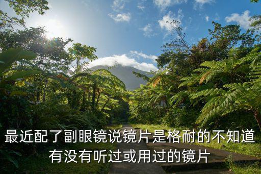 最近配了副眼鏡說鏡片是格耐的不知道有沒有聽過或用過的鏡片