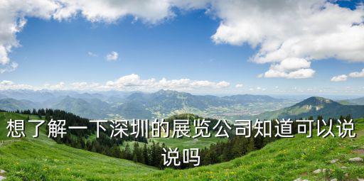 想了解一下深圳的展覽公司知道可以說說嗎