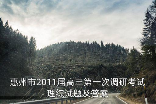 惠州市2011屆高三第一次調研考試理綜試題及答案