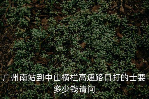 廣州南站到中山橫欄高速路口打的士要多少錢請問