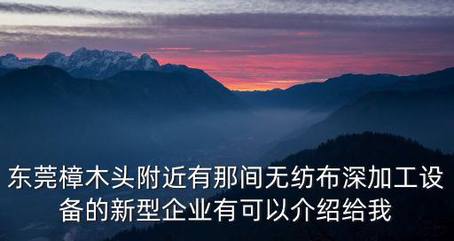 東莞樟木頭附近有那間無紡布深加工設(shè)備的新型企業(yè)有可以介紹給我