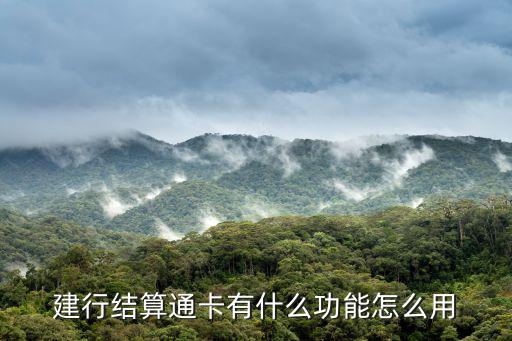 建行結算通卡有什么功能怎么用