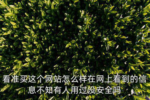 看準買這個網(wǎng)站怎么樣在網(wǎng)上看到的信息不知有人用過沒安全嗎