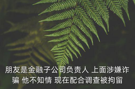朋友是金融子公司負(fù)責(zé)人 上面涉嫌詐騙 他不知情 現(xiàn)在配合調(diào)查被拘留
