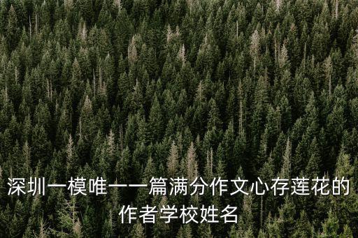 深圳一模唯一一篇滿分作文心存蓮花的作者學校姓名
