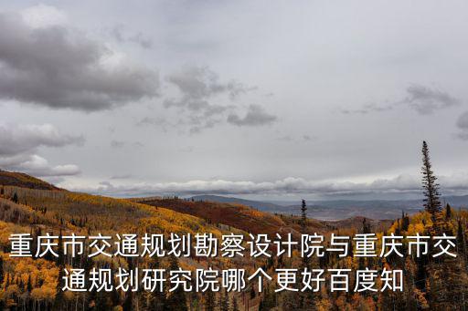 重慶市交通規劃勘察設計院與重慶市交通規劃研究院哪個更好百度知