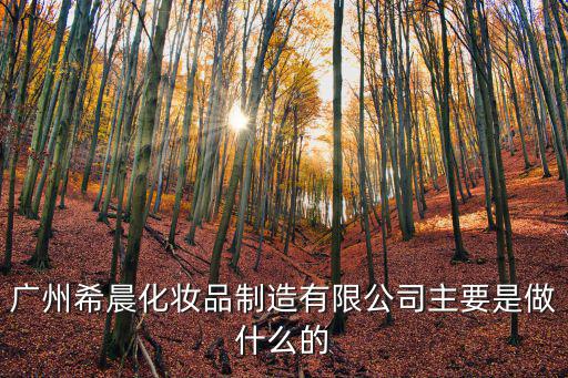 廣州希晨化妝品制造有限公司主要是做什么的