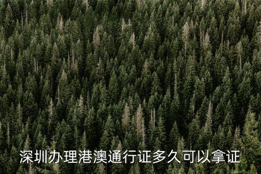 深圳辦理港澳通行證多久可以拿證